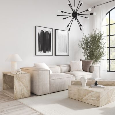Carley Frame Coffee table- Beige - Marble Breccia Sarda