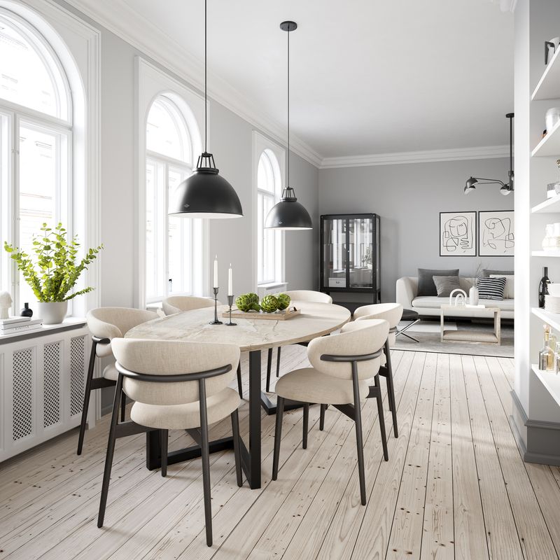 Scarlet oval dining table- Beige- Marble Breccia Sarda