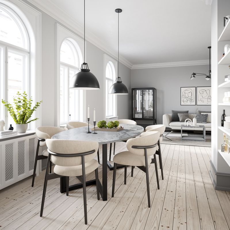 Scarlet oval dining table- Grey - Viscount White