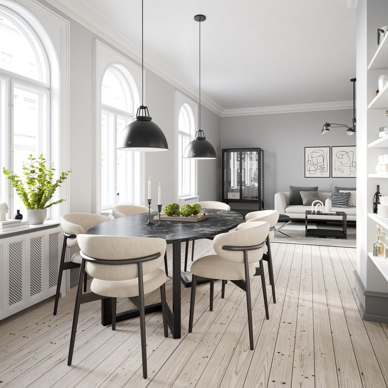 Scarlet oval dining table- Black - Granite Forest Black