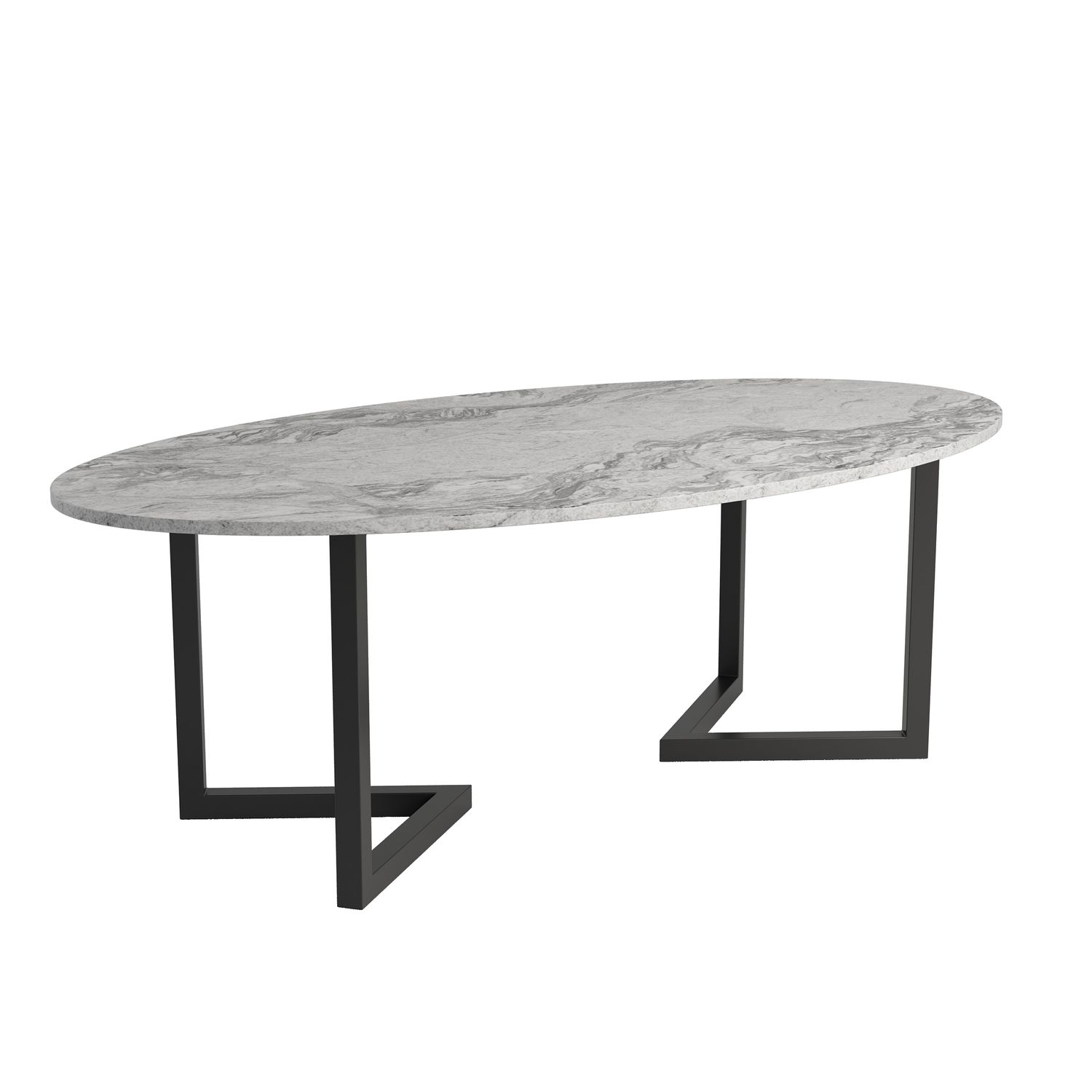 Scarlet oval dining table- Grey - Viscount White