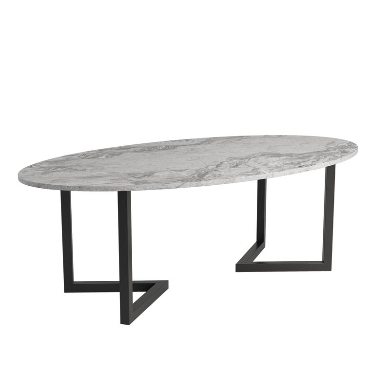 Scarlet oval dining table- Grey - Viscount White