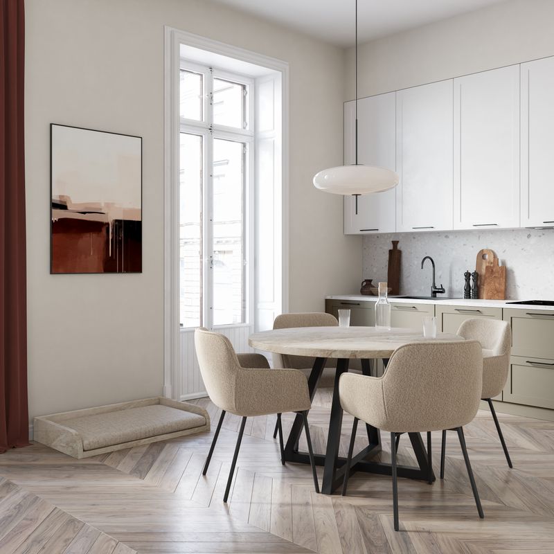 Hazel round dining table- Beige- Marble Breccia Sarda