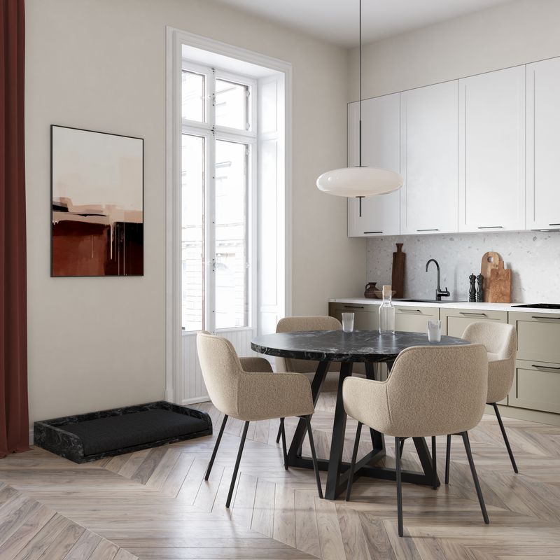 Hazel round dining table- Black - Granite Forest Black