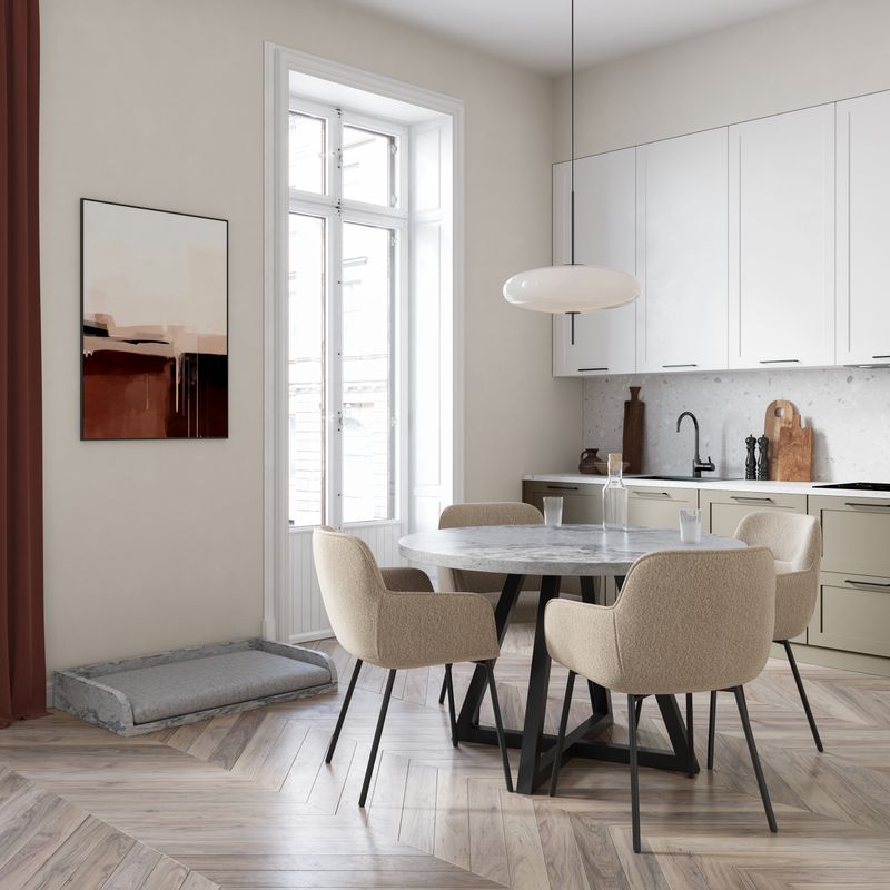 Hazel round dining table- Grey - Viscount White