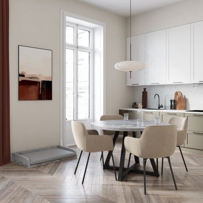 Hazel round dining table- Grey - Viscount White