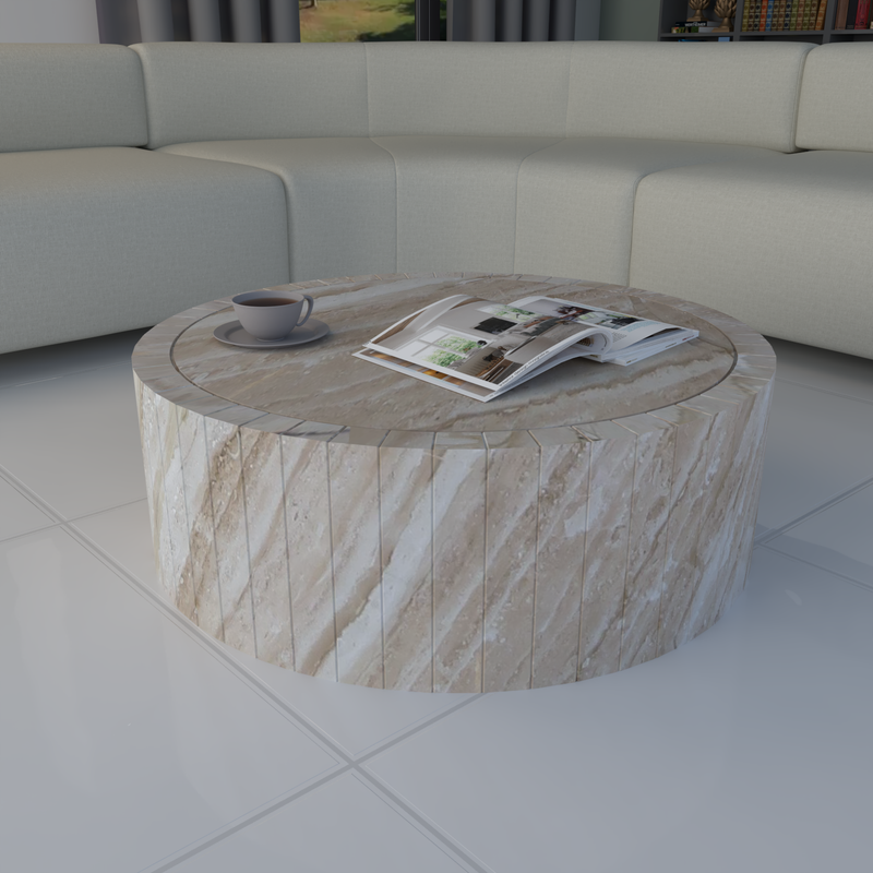 Orla round coffee table -Beige - Marble Breccia Sarda