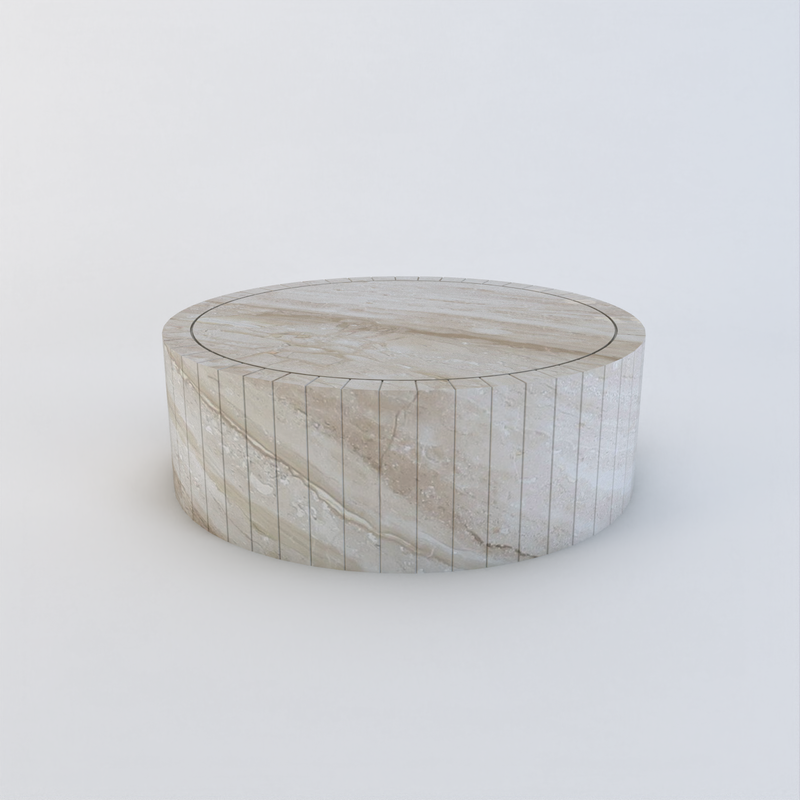 Orla round coffee table -Beige - Marble Breccia Sarda