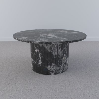 Thalassa Round Coffee Table- Black- Granite Forest Black