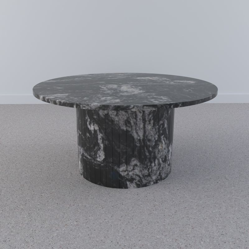 Thalassa Round Coffee Table- Black- Granite Forest Black