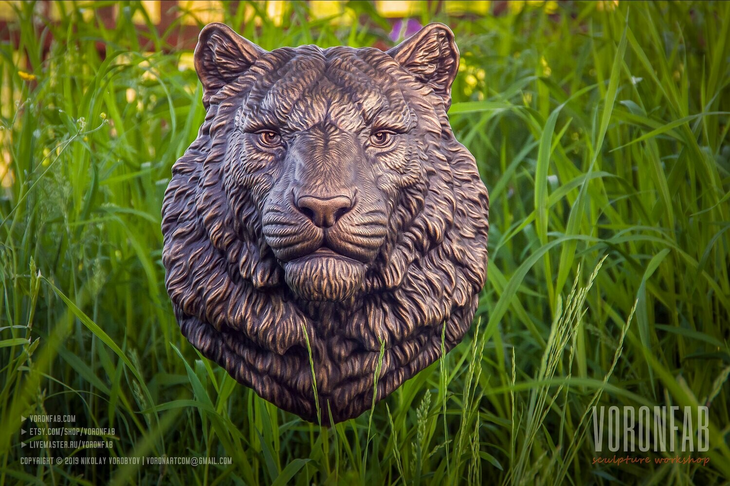 Амурский Тигр скульптура настенная, голова животного домашний декор арт