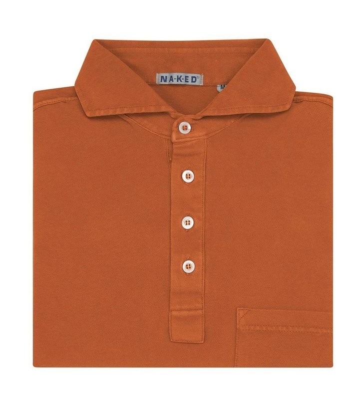Orange Piquet Cotton stretch Short Sleeves Polo Shirt