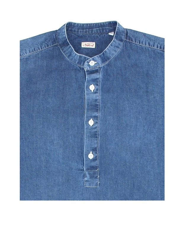 Cumpare denim cotton grandfather polo shirt
