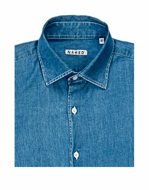 THE RICCARDO Shirt  in denim 100% cotton  imperial blue washed