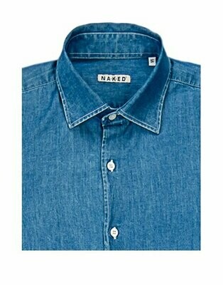 THE RICCARDO Shirt in denim 100% cotton imperial blue washed