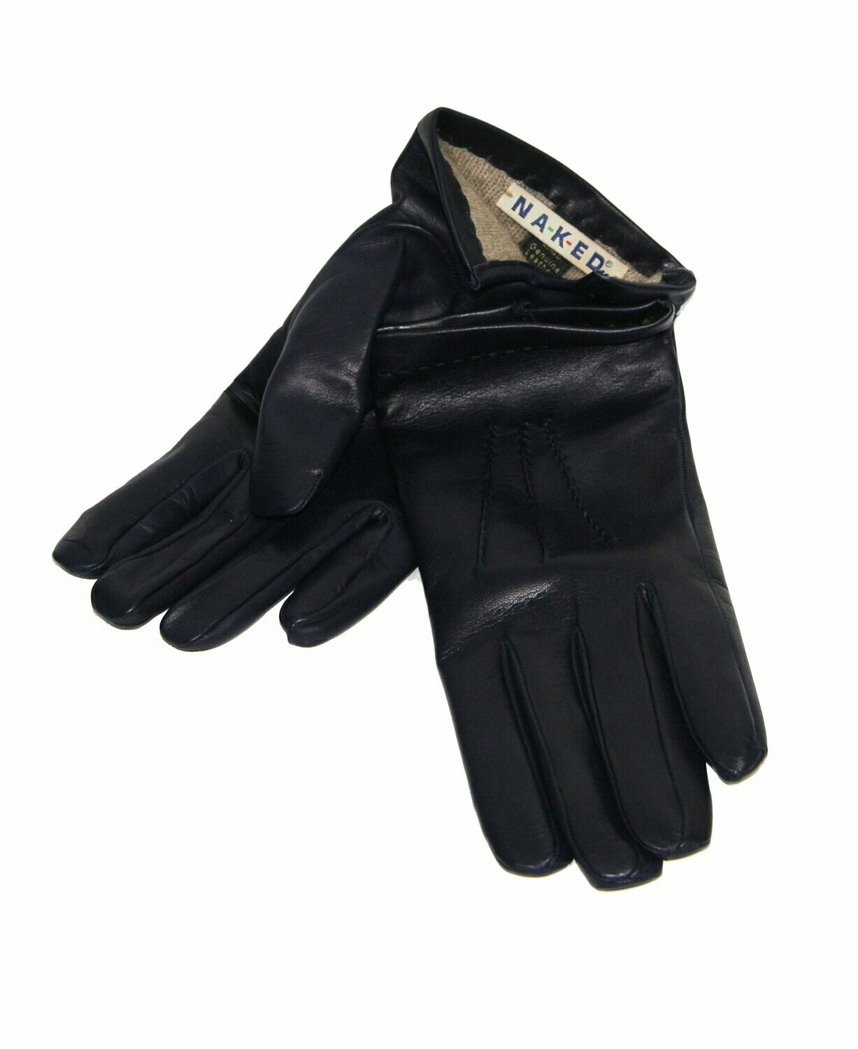 THE NEW YORK Gloves in leather blue cashmere lined