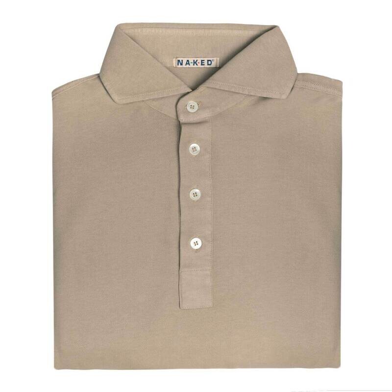 Sand   piquet cotton stretch Polo Shirt