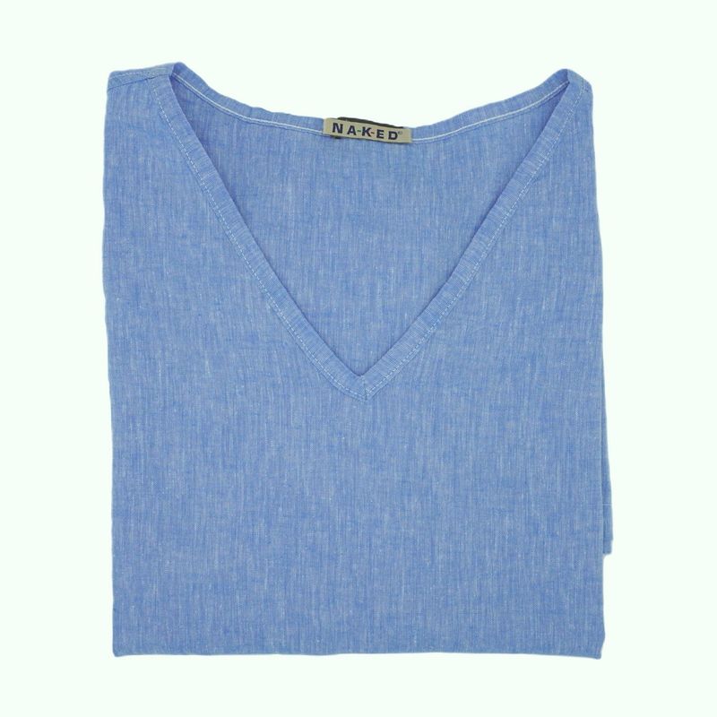 Prison blues linen V neck