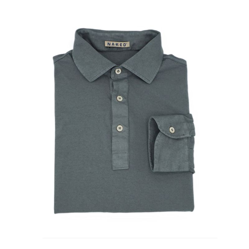 Polo shirt Jersey cotton  cashmere  steel grey
