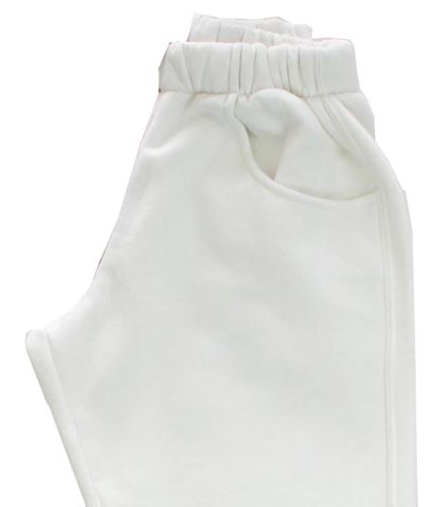 White plush cotton Athletic pants