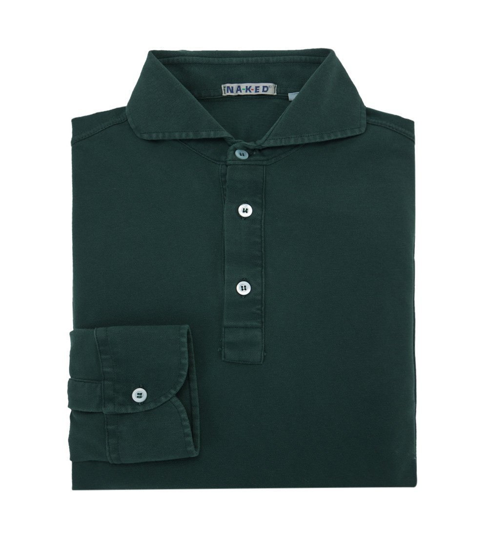 Polo shirt in piquet 95/5 cot/elast stone washed and dyed english green