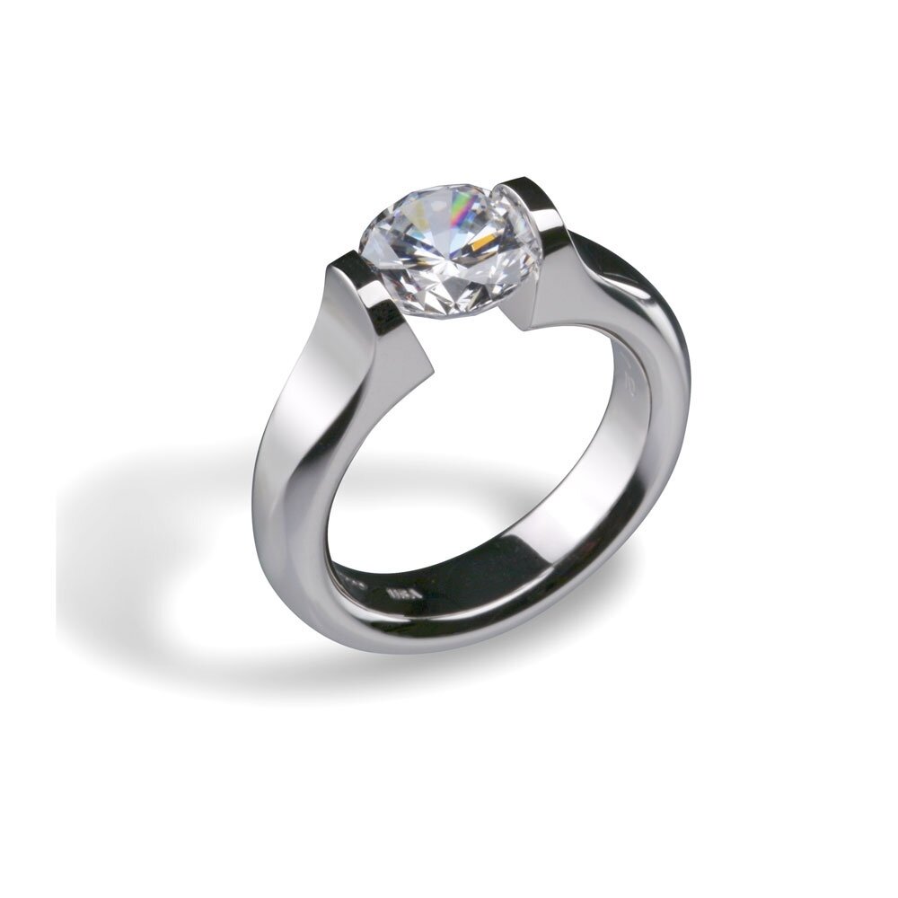 Engagement ring by Steven Kretchmer "Omega Flat" in platinum or yellow gold.