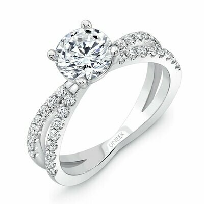14k White Gold Round Diamond Solitaire Engagement Ring with Peekaboo Split Shank