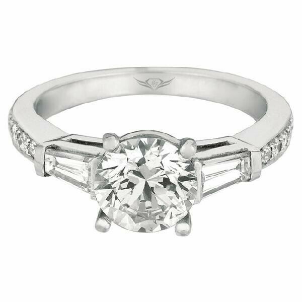 Round Brilliant and Baguette Diamond Engagement Ring