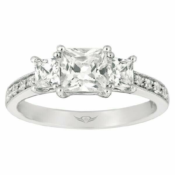 Princess Cut Three Stone Diamond Engagement Ring