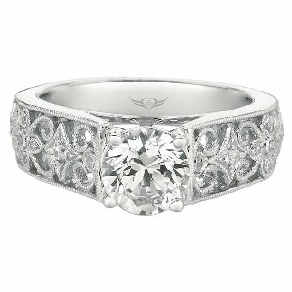 Diamond Engagement Ring with Milgrain detailed Band