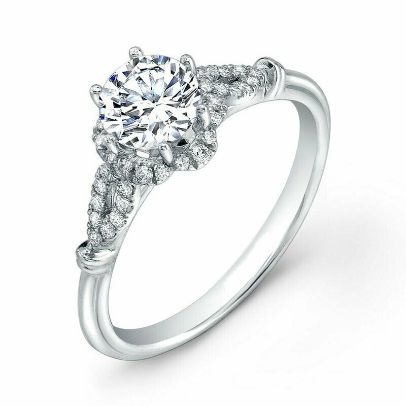 Vintage-Inspired Floral Halo Engagement Ring