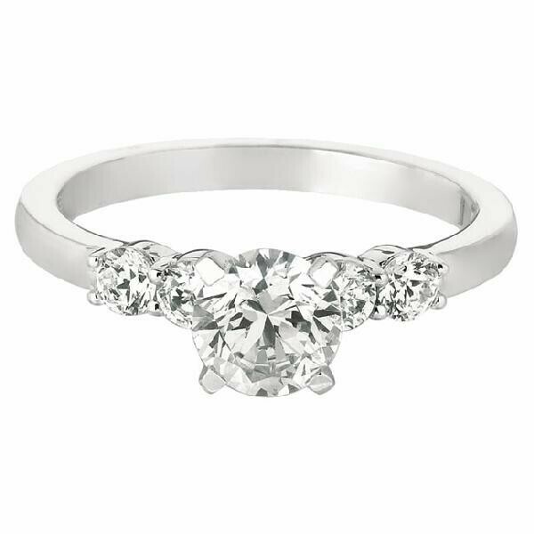 Round Brilliant Diamond Engagement Ring with Round Diamond side stones
