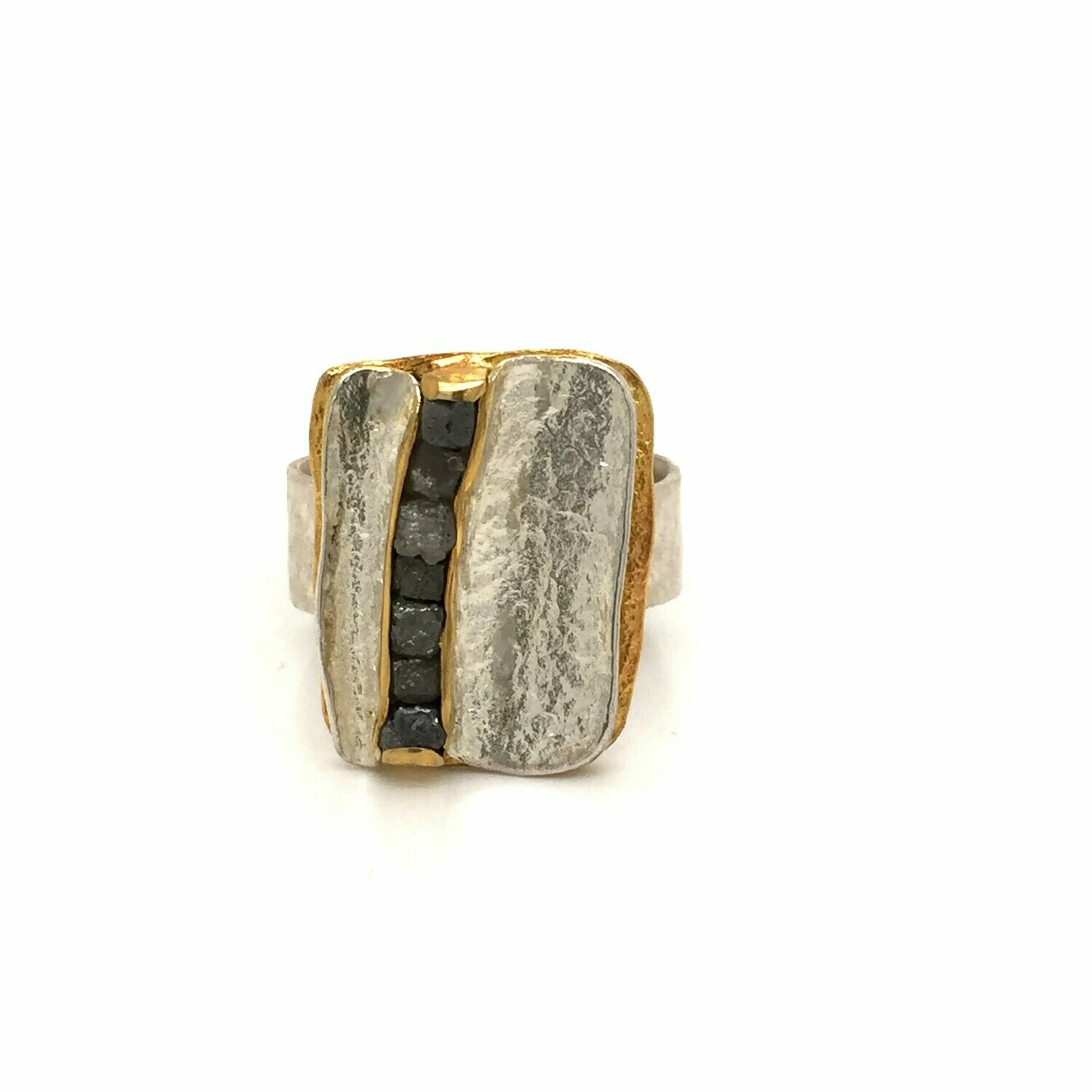 Sterling Silver and Rough Diamond Ring