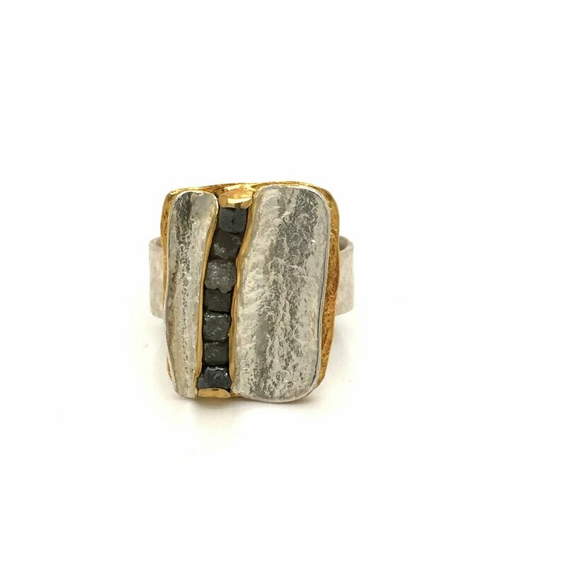 Sterling Silver and Rough Diamond Ring