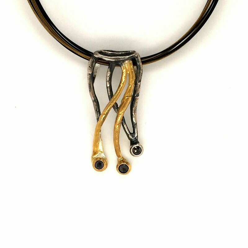 Sterling Silver and Black Diamond Pendant