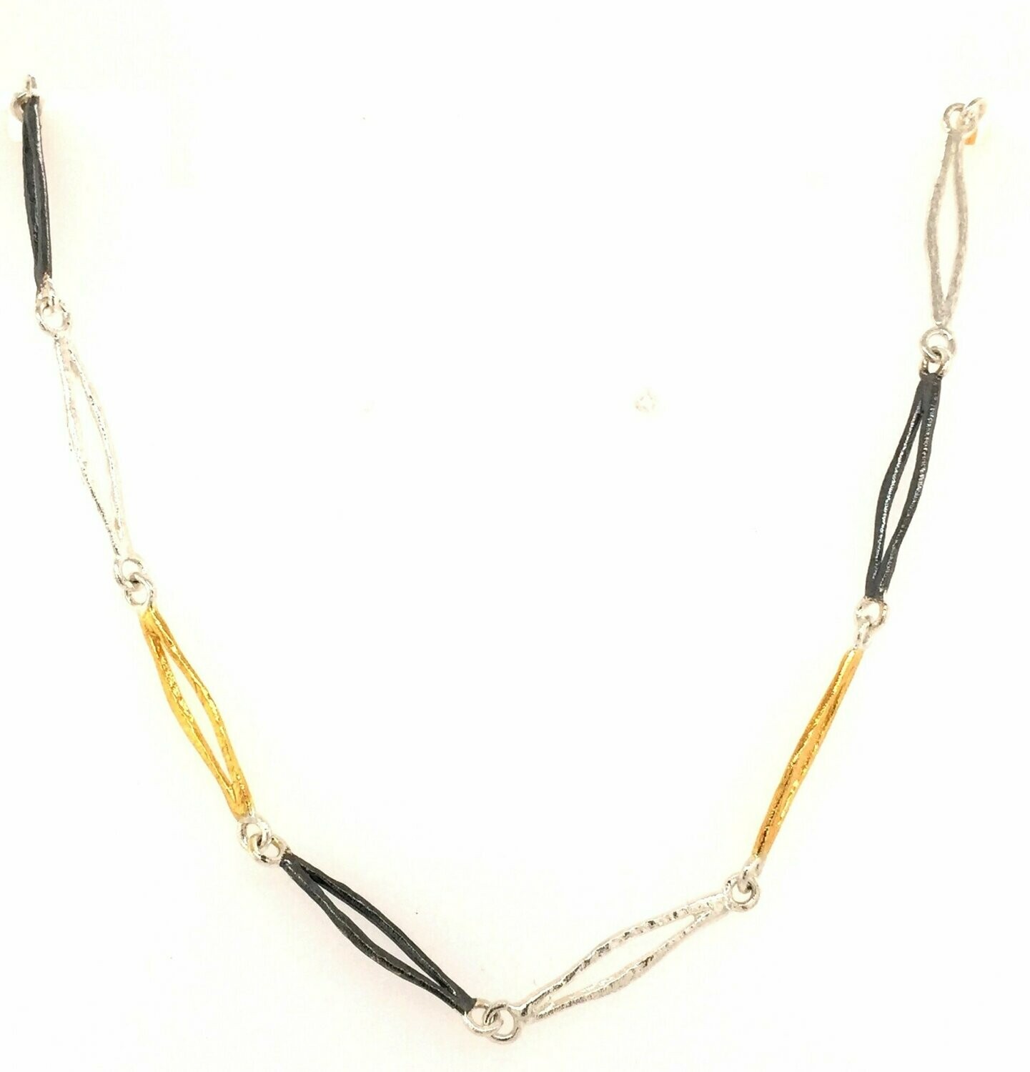Sterling Silver "tricolor" Link Necklace