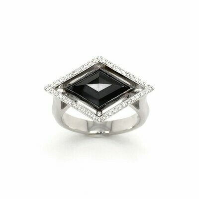 One of a kind black diamond Lozenge ring