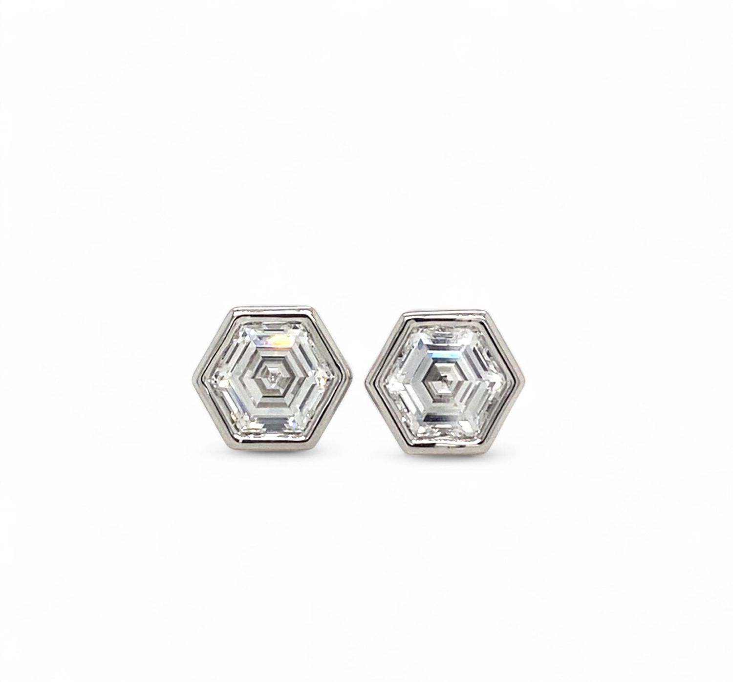 Hexagonal Lab Grown Diamond Studs