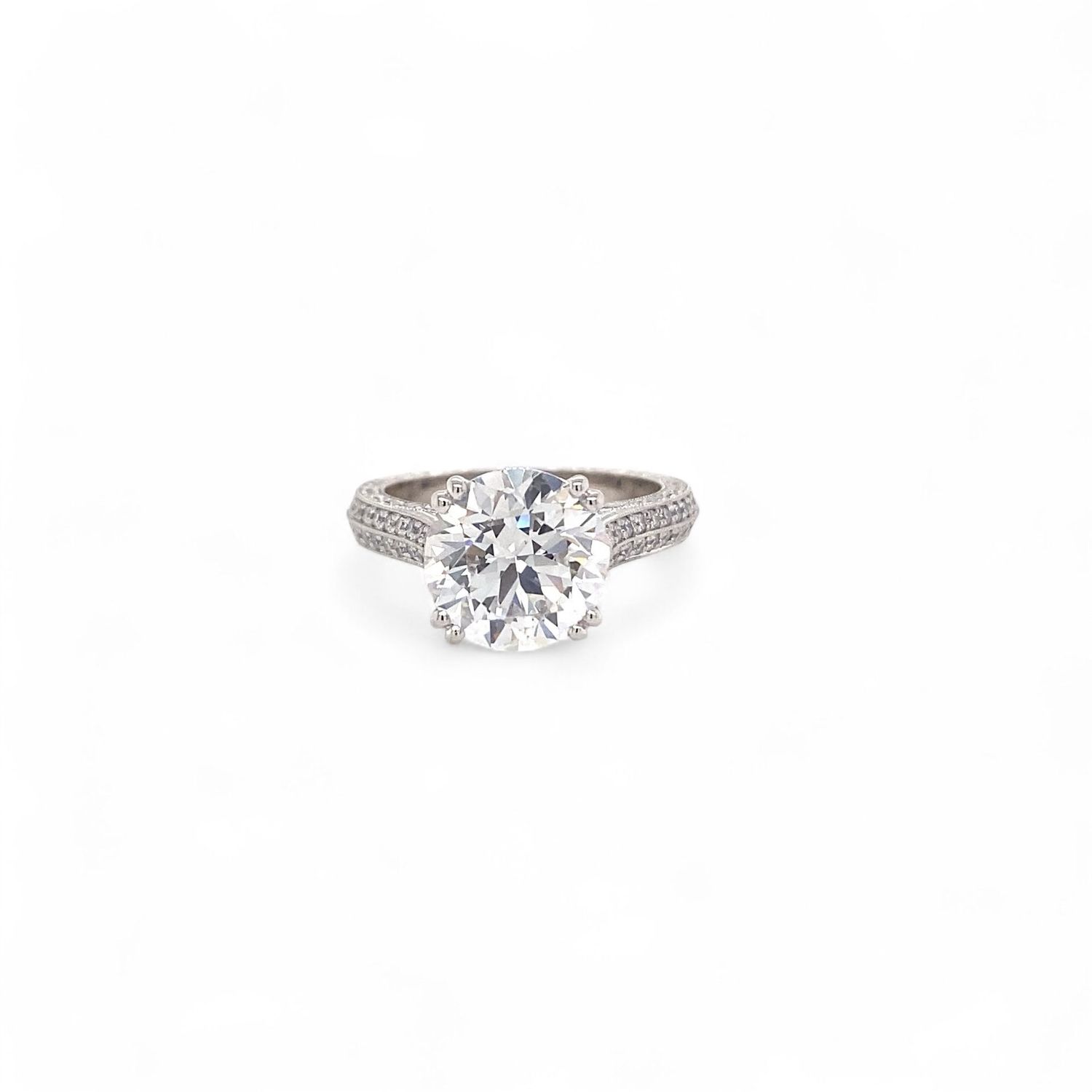 Round Brilliant Diamond Engagement Ring With Pave Shank