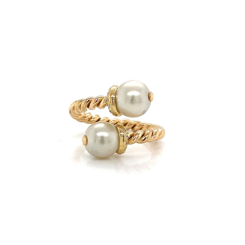 Custom Pearl and Twisted Gold Ring