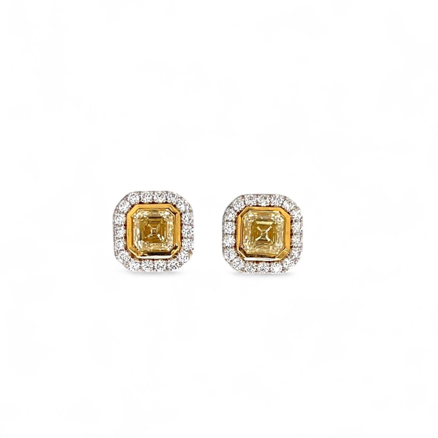 Fancy Yellow Diamond Studs with Micro Pave Jackets