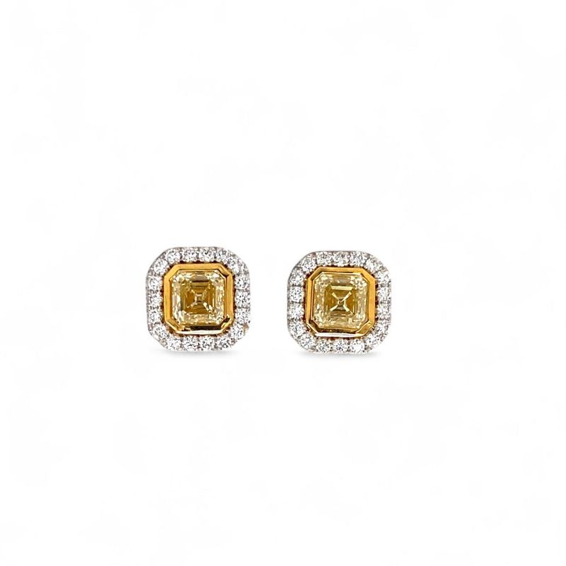 Fancy Yellow Diamond Studs with Micro Pave Jackets
