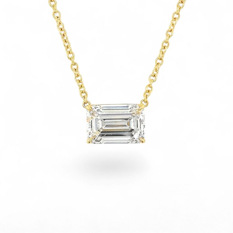 Emerald Cut Diamond Solitaire Pendant