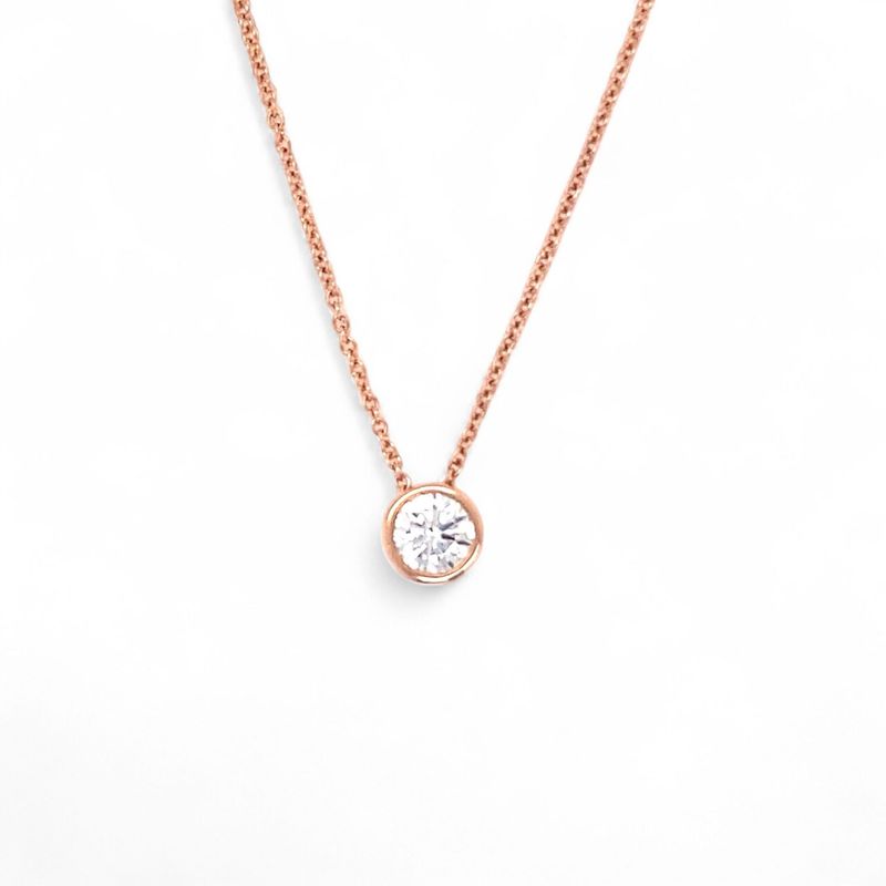 Round Diamond Solitaire Pendant in Rose Gold