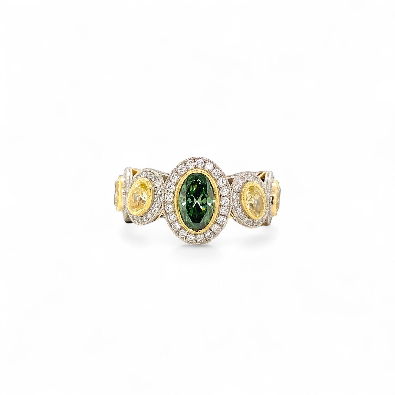 Fancy Green and Yellow Diamond Ring
