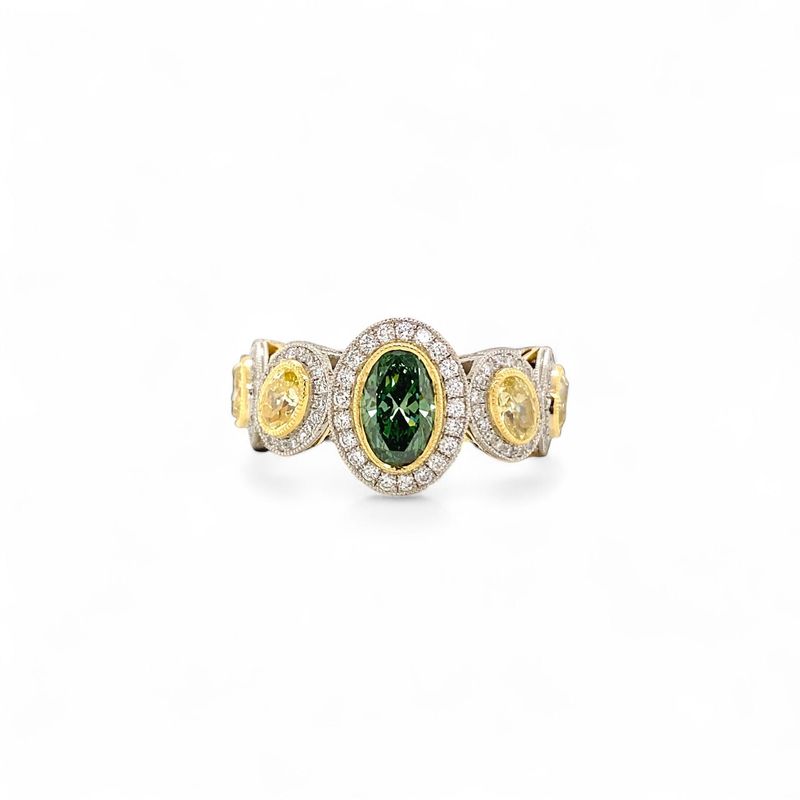 Fancy Green and Yellow Diamond Ring