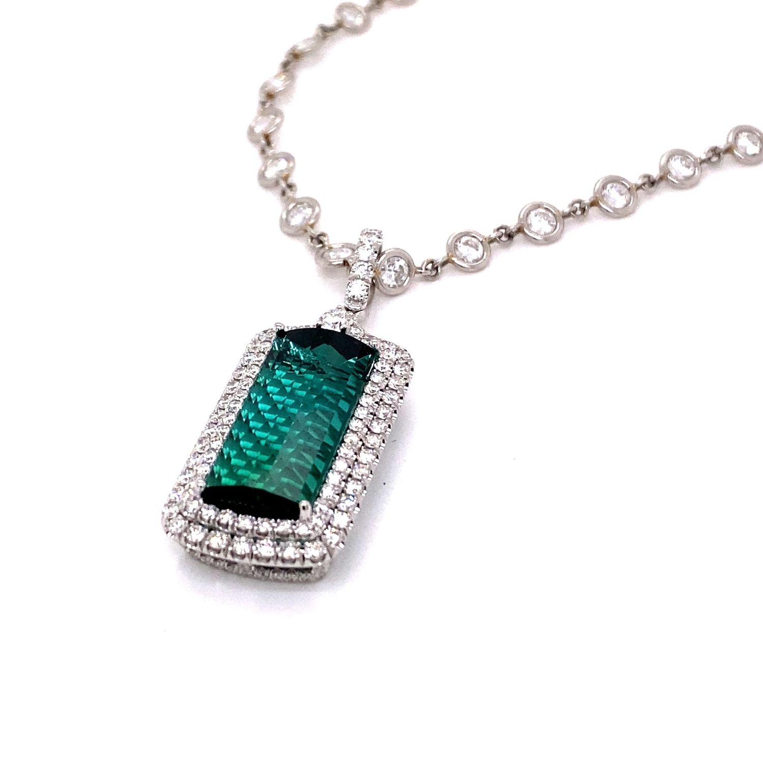 Carved Blue/Green Tourmaline Pendant