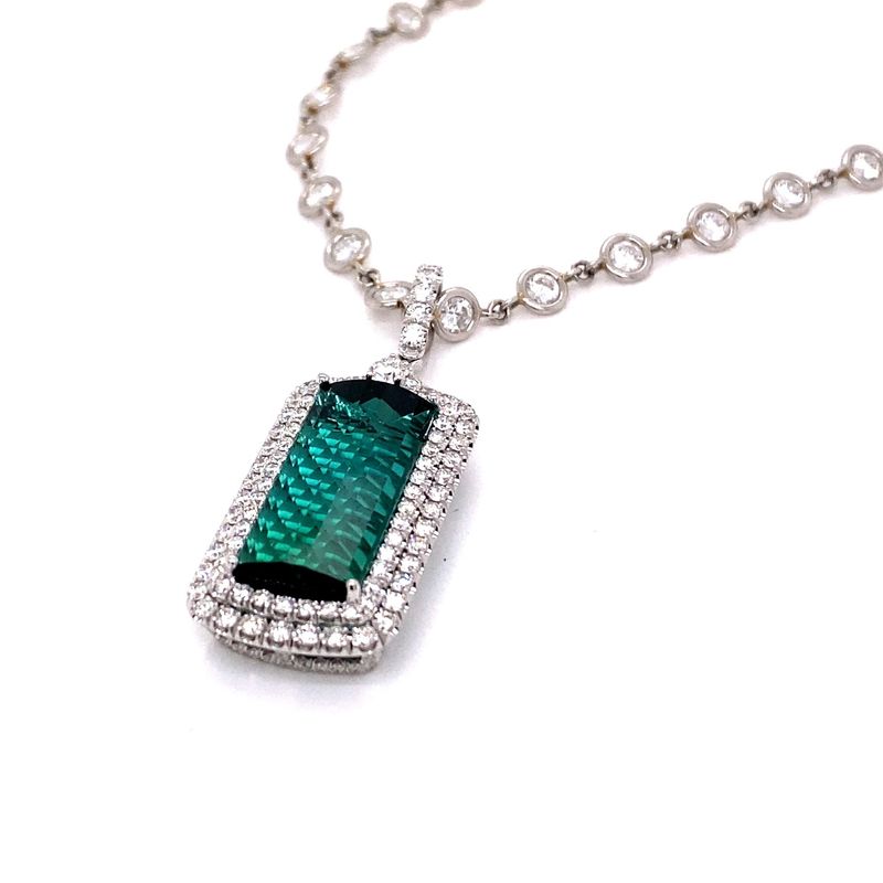 Carved Blue/Green Tourmaline Pendant