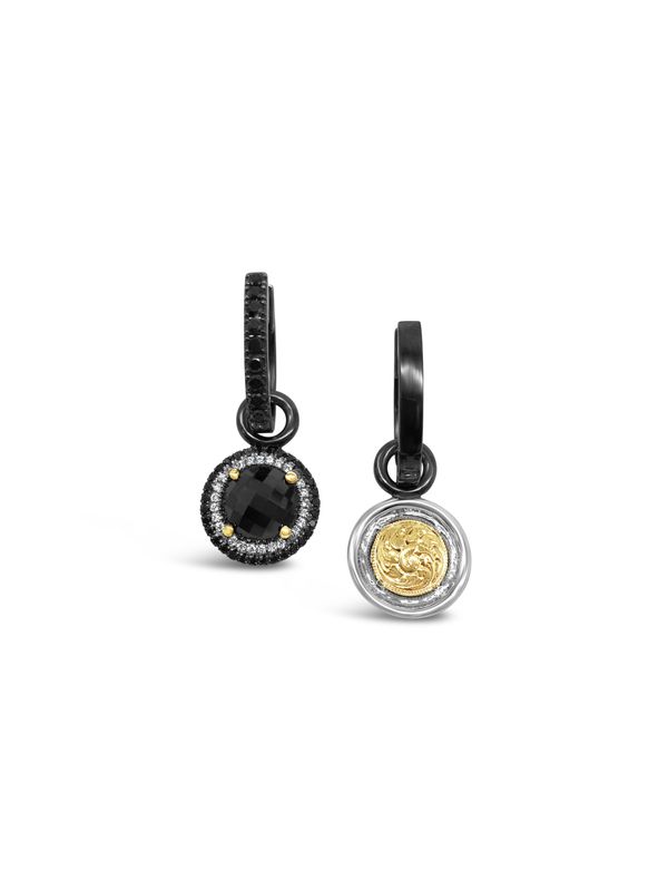 Black Diamond and Engraved Reversible Earring Charms