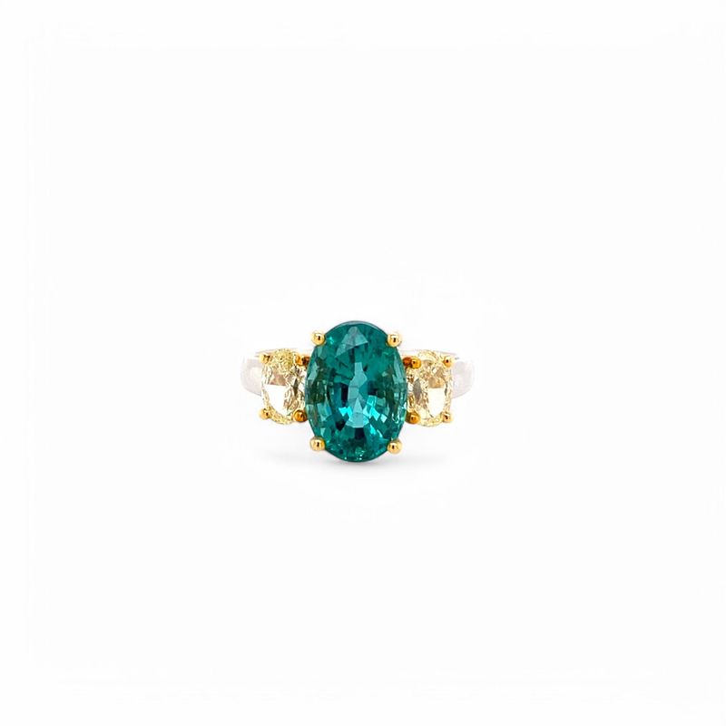 Emerald and Fancy Diamond Ring